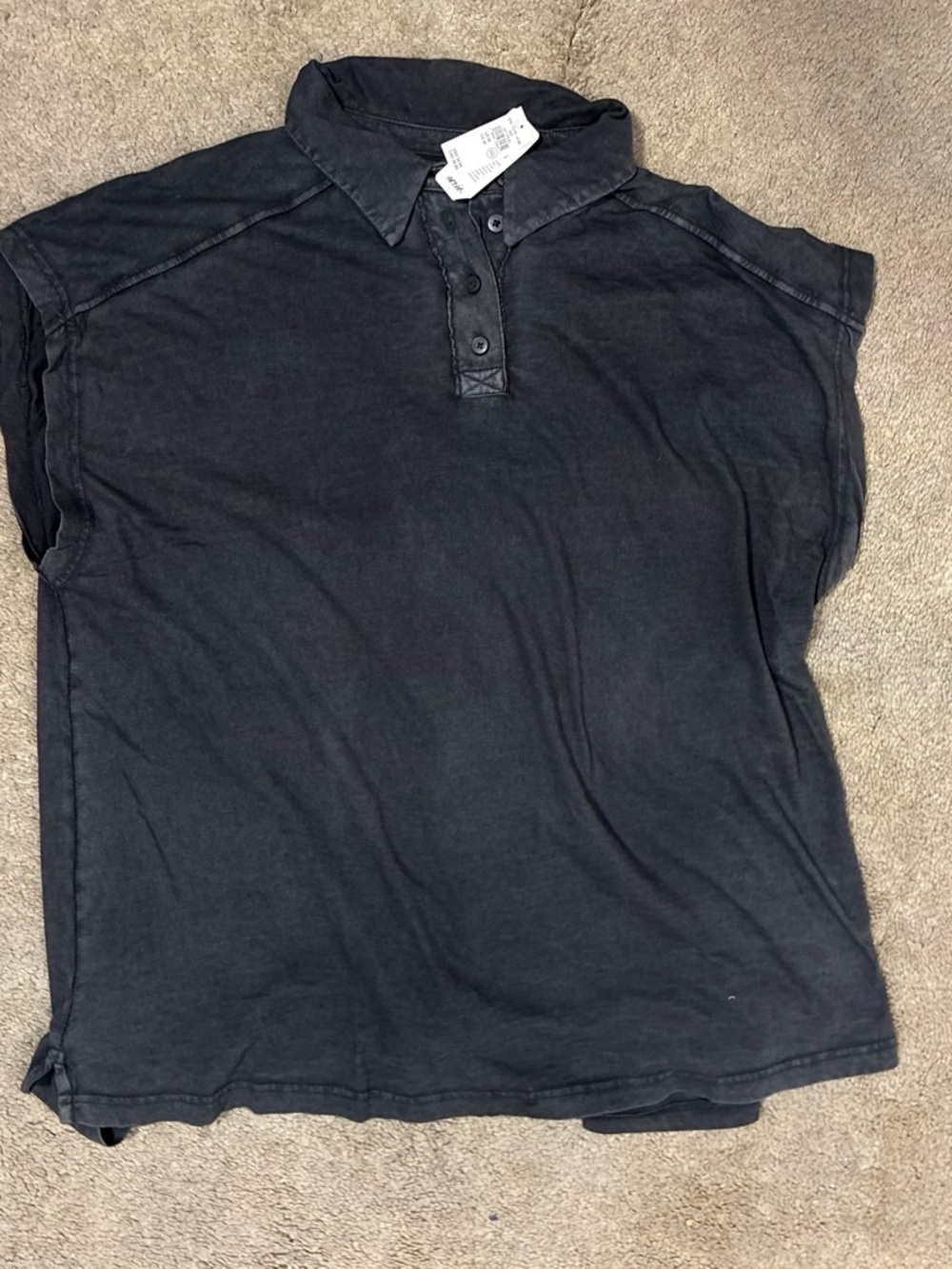 aerie Men's Washed Black Short-Sleeve Polo